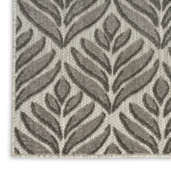 5' X 8' Charcoal Floral Stain Resistant Non Skid Area Rug