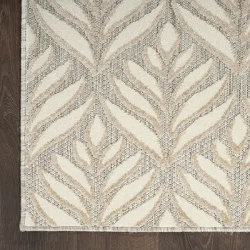 6' X 9' Ivory And Grey Floral Stain Resistant Non Skid Area Rug