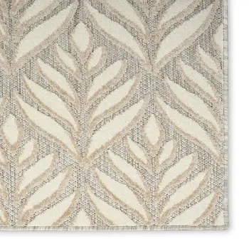 6' X 9' Ivory And Grey Floral Stain Resistant Non Skid Area Rug