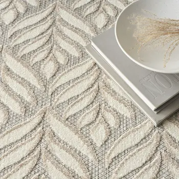 5' X 8' Ivory And Grey Floral Stain Resistant Non Skid Area Rug