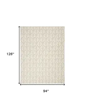 8' X 11' Ivory and Gray Floral Non Skid Indoor Outdoor Area Rug