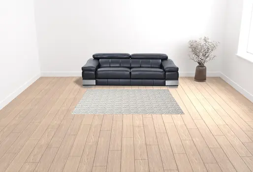6' X 9' Grey Floral Stain Resistant Non Skid Area Rug