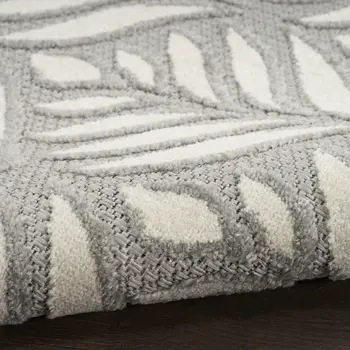 4' X 6' Grey Floral Stain Resistant Non Skid Area Rug