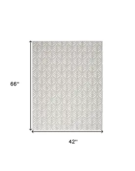 4' X 6' Grey Floral Stain Resistant Non Skid Area Rug