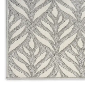 4' X 6' Grey Floral Stain Resistant Non Skid Area Rug