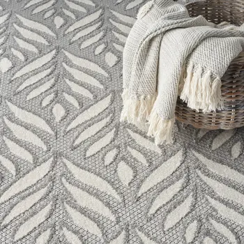4' X 6' Grey Floral Stain Resistant Non Skid Area Rug
