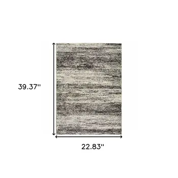 2' X 3' Gray and Ivory Abstract Power Loom Area Rug