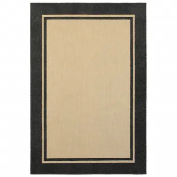 2' X 3' Beige and Black Stain Resistant Indoor Outdoor Area Rug