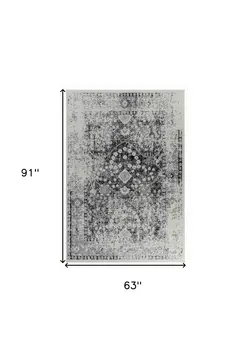 5' X 8' Black Oriental Area Rug