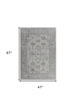 4' X 6' Grey Oriental Area Rug