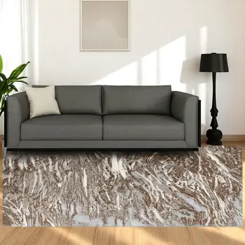 5' X 8' Brown Abstract Area Rug