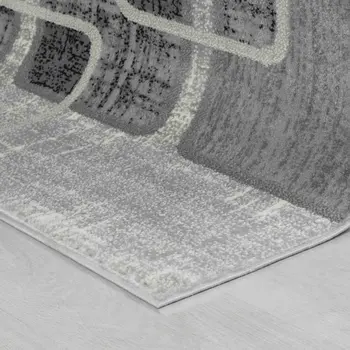 5' X 8' Grey Geometric Area Rug