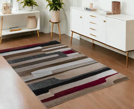 4' X 6' Brown Abstract Area Rug
