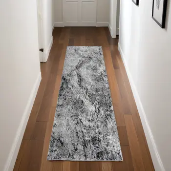 2' X 8' Grey Abstract Area Rug