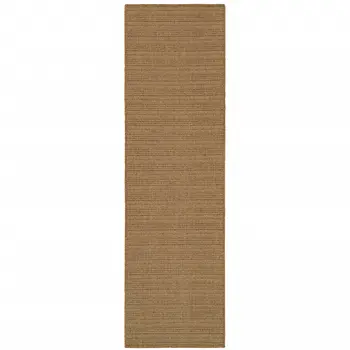 2' X 8' Tan Striped Stain Resistant Indoor Outdoor Area Rug