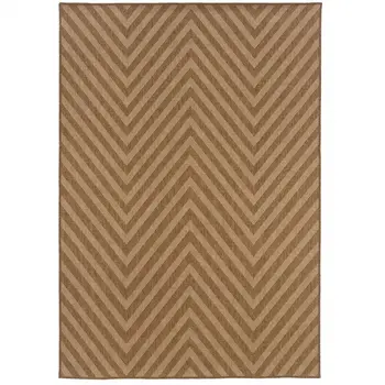 7' X 10' Tan Geometric Stain Resistant Indoor Outdoor Area Rug