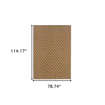 7' X 10' Tan Geometric Stain Resistant Indoor Outdoor Area Rug