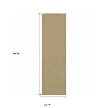 2' X 8' Beige Stain Resistant Indoor Outdoor Area Rug