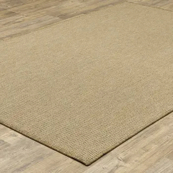 9' X 13' Beige Stain Resistant Indoor Outdoor Area Rug