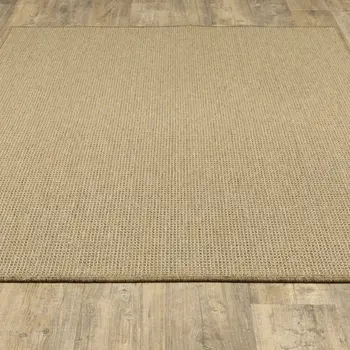 9' X 13' Beige Stain Resistant Indoor Outdoor Area Rug