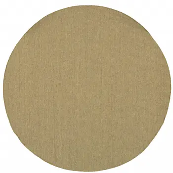 8' X 8' Tan Round Stain Resistant Indoor Outdoor Area Rug