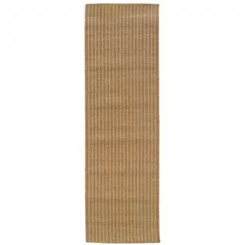 2' X 8' Tan Striped Stain Resistant Indoor Outdoor Area Rug