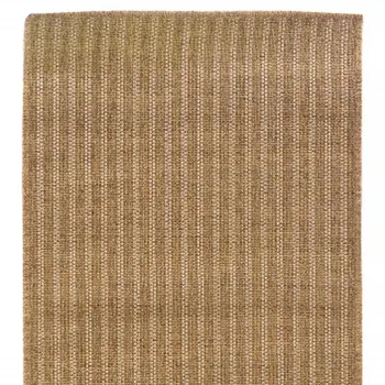 2' X 8' Tan Striped Stain Resistant Indoor Outdoor Area Rug