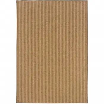 2' X 4' Tan Striped Stain Resistant Indoor Outdoor Area Rug
