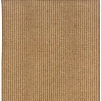 5' X 8' Tan Striped Stain Resistant Indoor Outdoor Area Rug