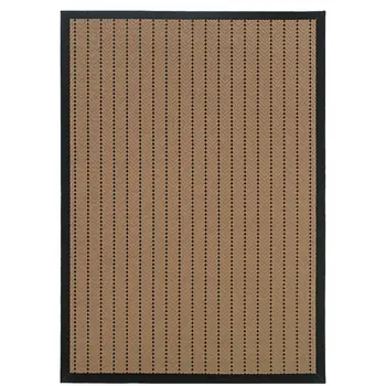 2' X 3' Beige and Black Geometric Stain Resistant Indoor Outdoor Area Rug