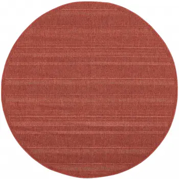 8' X 8' Red Round Stain Resistant Indoor Outdoor Area Rug