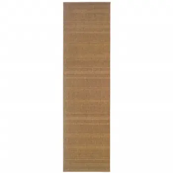 2' X 8' Tan Stain Resistant Indoor Outdoor Area Rug