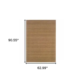 5' X 8' Tan Stain Resistant Indoor Outdoor Area Rug