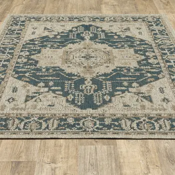 7' X 9' Gray Oriental Stain Resistant Indoor Outdoor Area Rug
