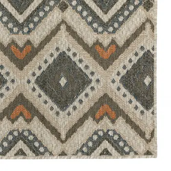2' X 8' Gray Geometric Stain Resistant Indoor Outdoor Area Rug