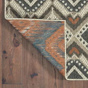 2' X 8' Gray Geometric Stain Resistant Indoor Outdoor Area Rug