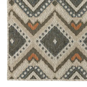 2' X 8' Gray Geometric Stain Resistant Indoor Outdoor Area Rug