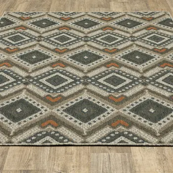 3' X 5' Gray Geometric Stain Resistant Indoor Outdoor Area Rug