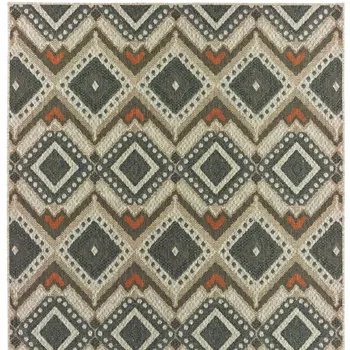5' X 7' Gray Geometric Stain Resistant Indoor Outdoor Area Rug