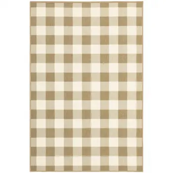 2' X 4' Gray and Ivory Geometric Stain Resistant Indoor Outdoor Area Rug