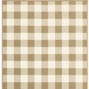 4' X 6' Gray and Ivory Geometric Stain Resistant Indoor Outdoor Area Rug