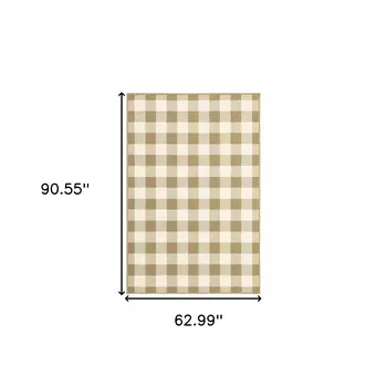 5' X 8' Gray and Ivory Geometric Stain Resistant Indoor Outdoor Area Rug