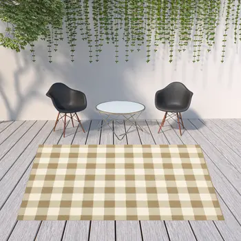 8' X 11' Gray and Ivory Geometric Stain Resistant Indoor Outdoor Area Rug