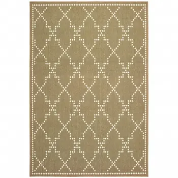 2' X 4' Tan Geometric Stain Resistant Indoor Outdoor Area Rug