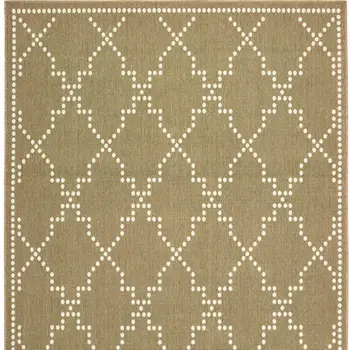 2' X 4' Tan Geometric Stain Resistant Indoor Outdoor Area Rug