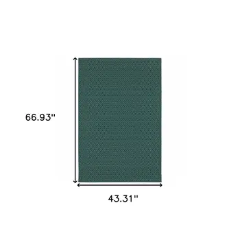 4' X 6' Blue and Green Geometric Stain Resistant Indoor Outdoor Area Rug