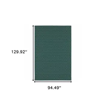 8' X 11' Blue and Green Geometric Stain Resistant Indoor Outdoor Area Rug