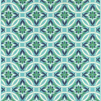 2' X 3' Blue and Green Geometric Stain Resistant Indoor Outdoor Area Rug