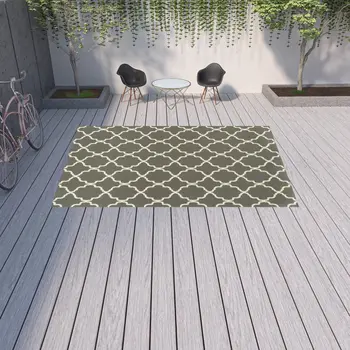 9' X 13' Charcoal Geometric Stain Resistant Indoor Outdoor Area Rug