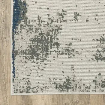10' X 13' Blue and Beige Abstract Stain Resistant Indoor Outdoor Area Rug
